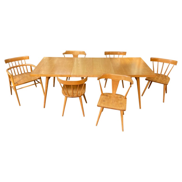 Paul McCobb Maple Dining Room Set/ Table, 2 Leaves and 6 Chairs For Sale