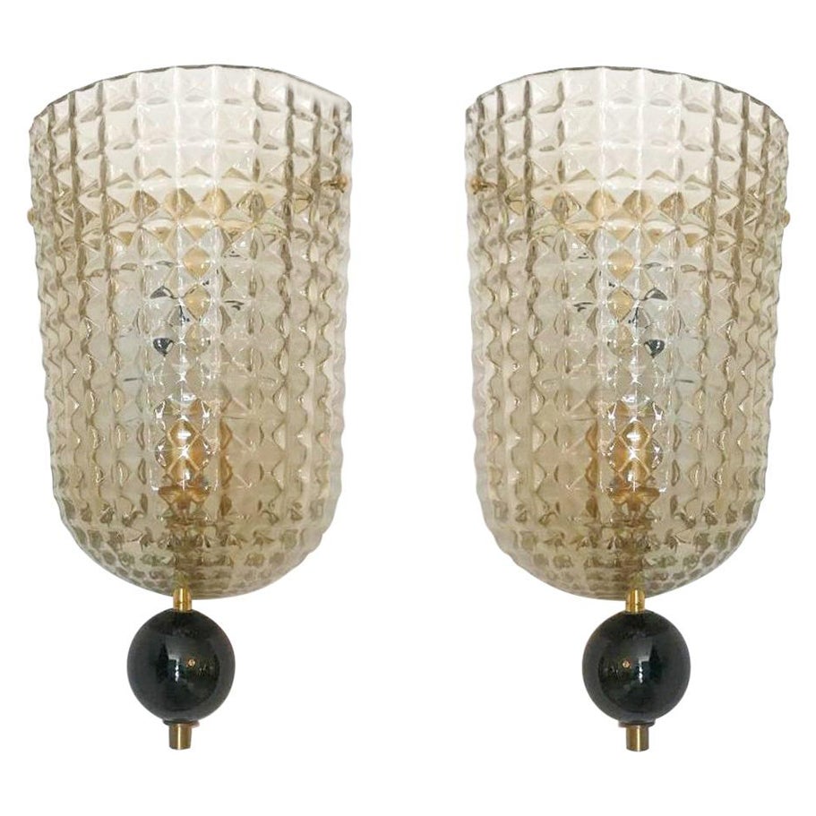 Pair Antique Replica Half Round Crystal Bronze French Empire Small Wall Sconces 
