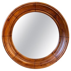 Vintage English Walnut Round Mirror