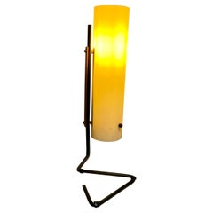 1950s Stilnovo Italian Tripod Desk Lamp Tubular Iron Bronze with Opaque Shade
