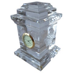 1980s Versace Medusa Desk Clock by Rosenthal in Lumiere Crystal Glass