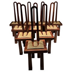 Dix chaises de salle à manger hautes exquises et modernes en acajou, Mexique, années 1970, parfaites et prêtes