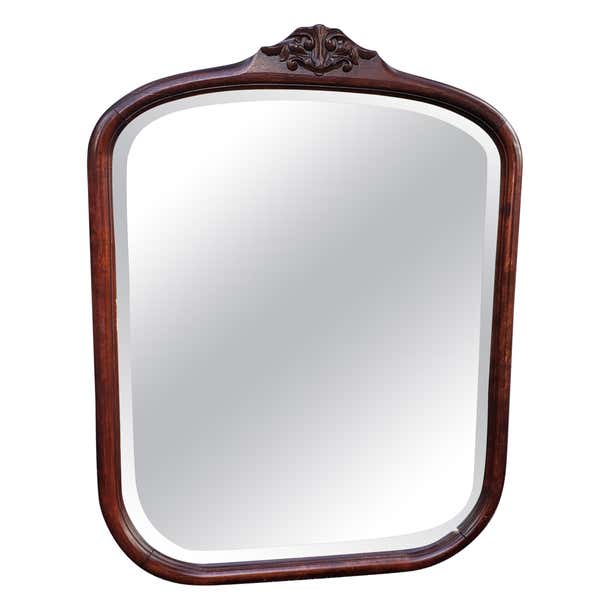 Vintage Carved Solid Mahogany Beveled Wall Mirror For Sale at 1stDibs Vintage Carved Solid Mahogany Beveled Wall Mirror For Sale at 1stDibs