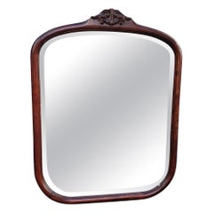 Retro Carved Solid Mahogany Beveled Wall Mirror