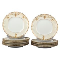 Set of 11 Early 20th Century Porcelain Dessert Plates Gilded by Limoges