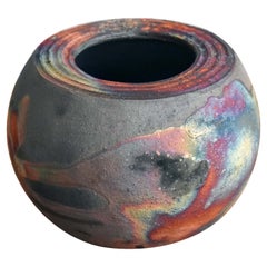 Nikko Raku Pottery Vase - Carbon H.C Matte - Handmade Ceramic Home Decor Gift