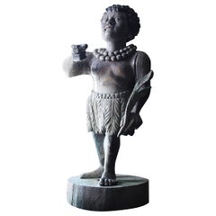 Figura di tabaccaio policroma della fine del XVII secolo/inizio del XVIII secolo, segno d'arte popolare