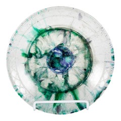 Vintage Glass Plate in Green, Blue, and Violet by Gabriel Argy