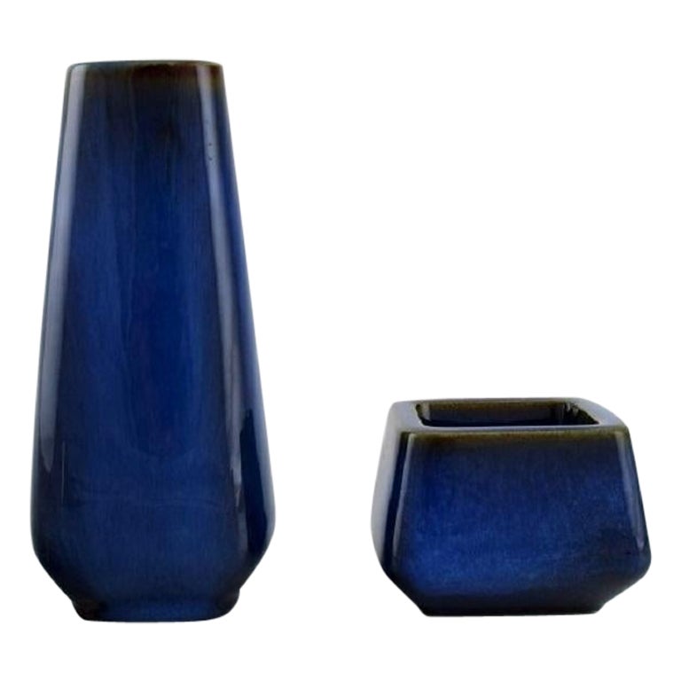 Sven Jonson for Gustavsberg. Lagun Vase and Bowl in Glazed Stoneware For Sale