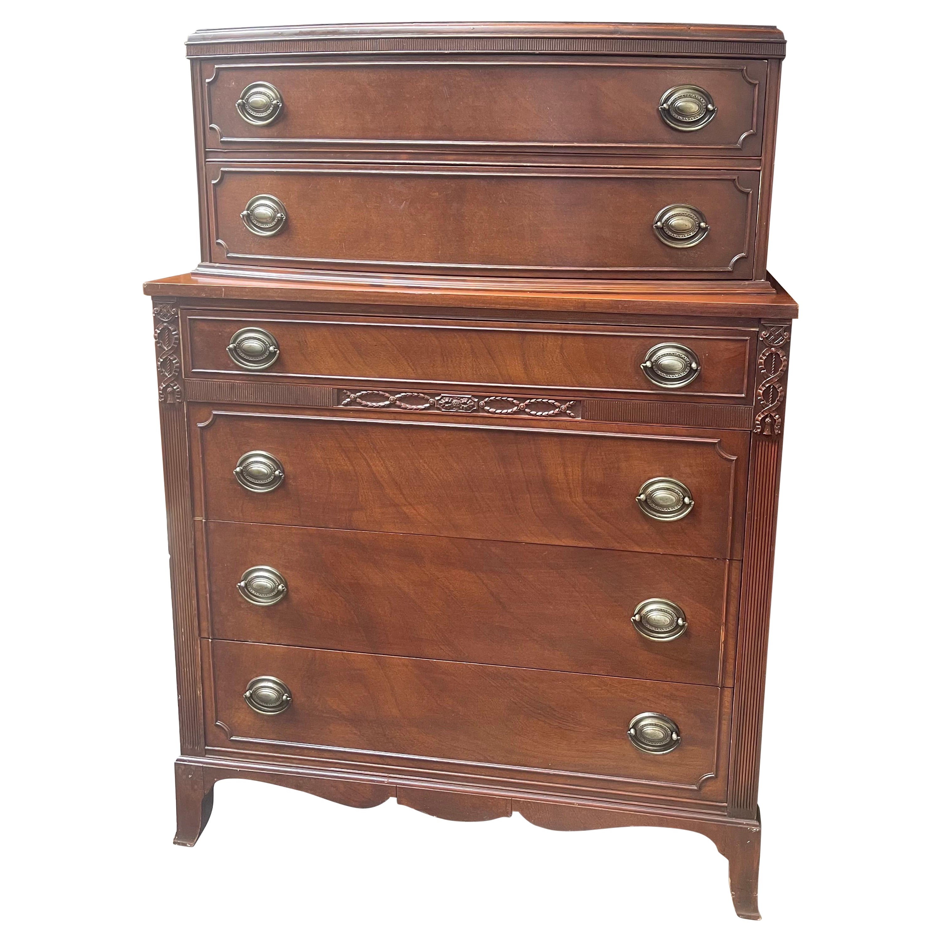 Vintage Mid-Century Modern Dresser Dovetail Drawers Cabinet Storage For Sale