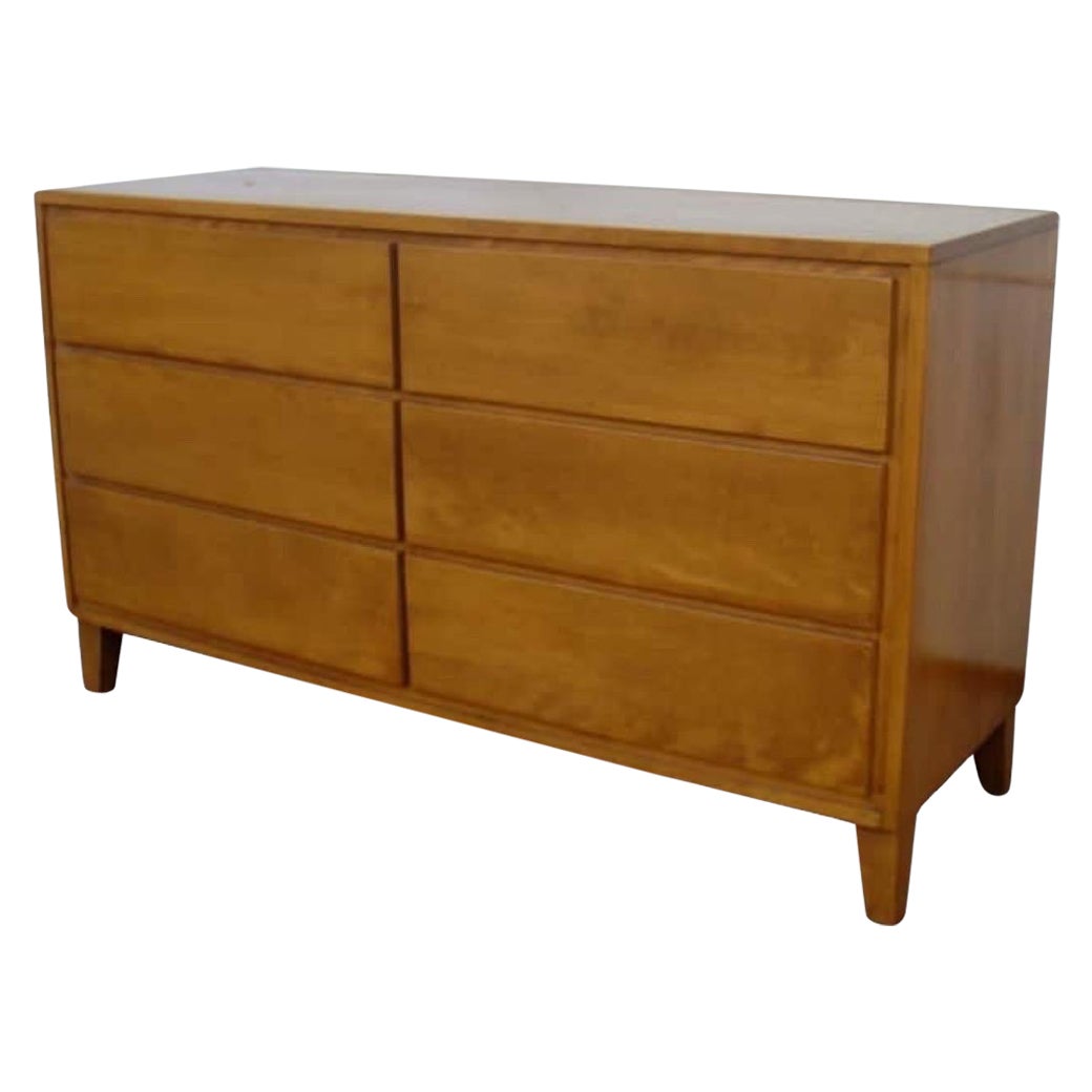 Vintage Solid Mid-Century Modern Maple Dresser Cabinet Storage Drawers  For Sale
