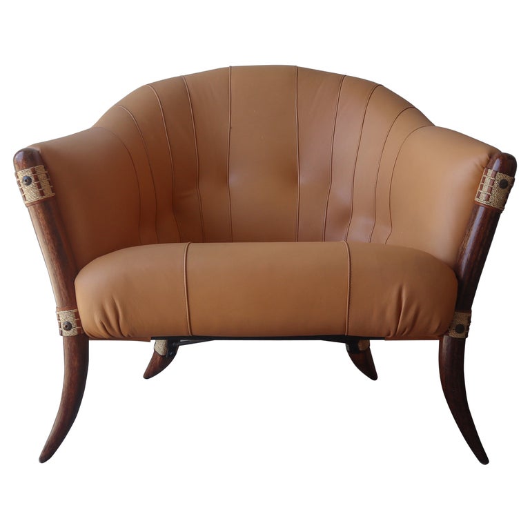 Pacific Green Leather Lima Lounge Chair For Sale at 1stDibs