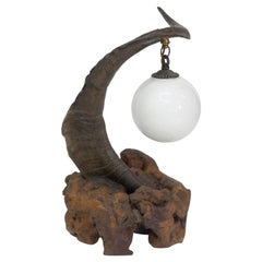 Vintage Mouflon Horn Hunting Lamp