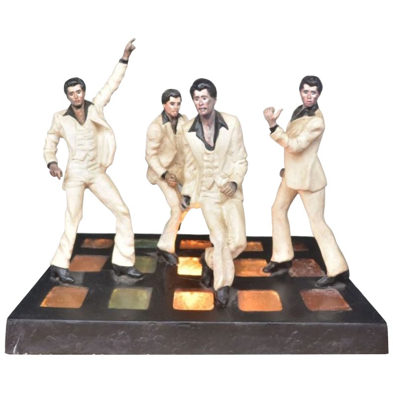 Folk Art Resin Lamp for Fans of John Travolta or Disco Fever For Sale