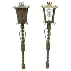 Pair of Wrought Iron Sconces in the Style of Poillerat