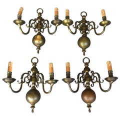 Set of 4 Hollandaise Wall Lights in Bronze with 2 Lights