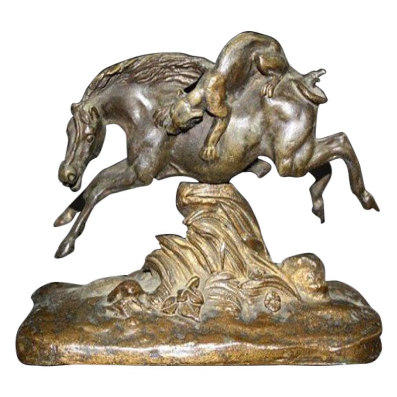 Panthère animalière en bronze non signée du 19ème siècle en vente