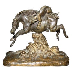 Panthère animalière en bronze non signée du 19ème siècle