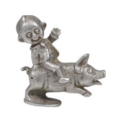 1930 Jeannot Child Mascot on His Aluminum Radiator CAP Pig