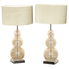 Pair of Heathfield & Co Opera 3 Ball Table Lamps with Original Shades