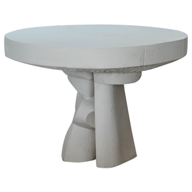 Contemporary Center Table 'Sydney' by DenHolm, Limestone