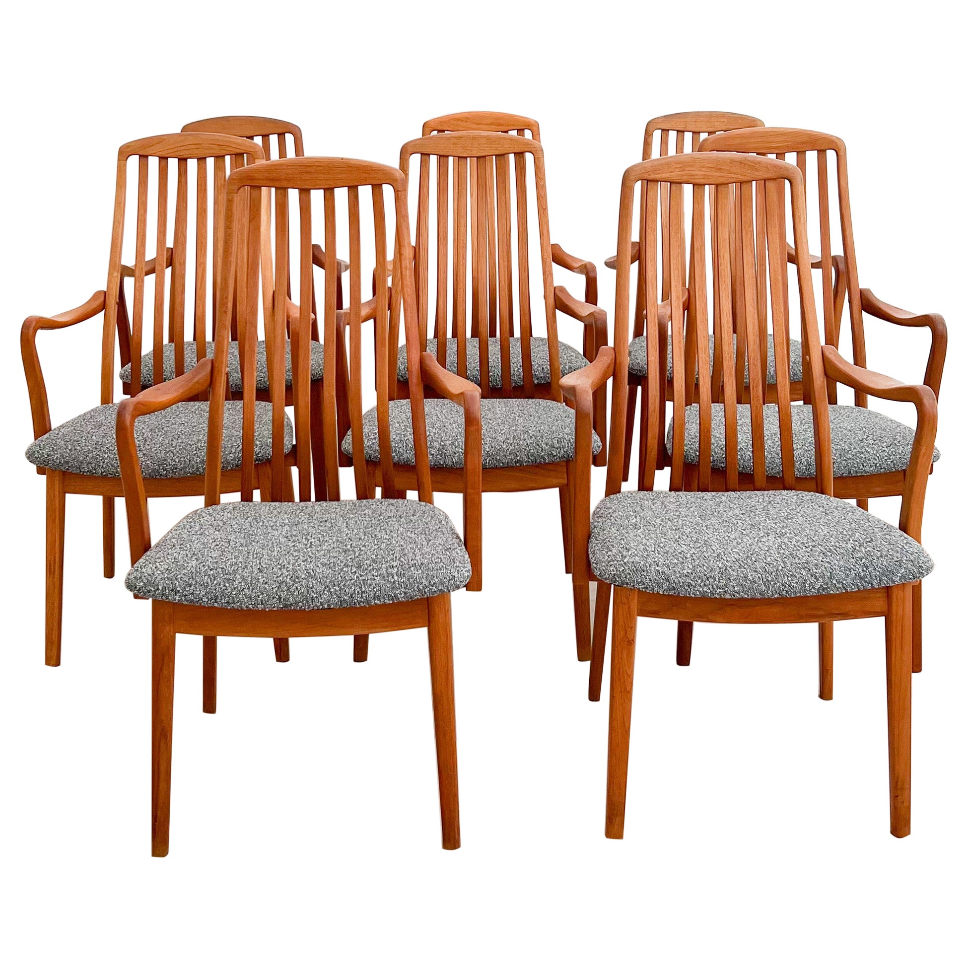 Set of 8 Danish Teak Dining Chairs with New Upholstery by Virsidan A/S