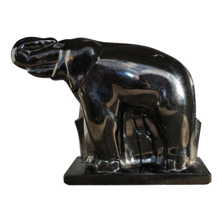Bougeoir métal et verre éléphant Noir/Transparent Métal/Verre - Vendu