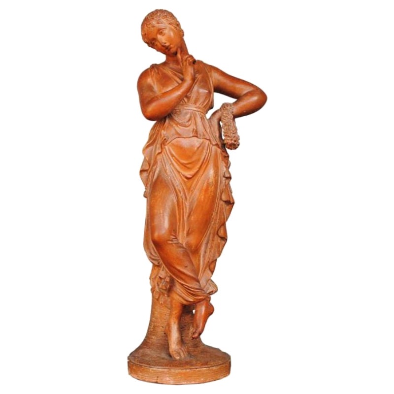 19th Century, Young Woman Draped Terracotta Lacour Stamp For Sale