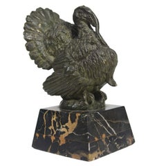 Art Deco Period Bronze Turkey by H Petrilly