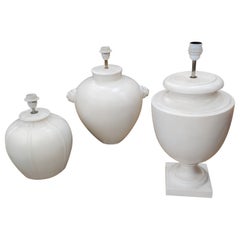 Set of 3 White Ceramic Table Lamps