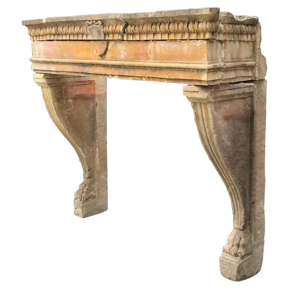Fireplace Limon Stone, Italy Eighteenth Century For Sale