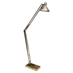 1970s Luxo XL Brass Floor Lamp Modern Articulating Light