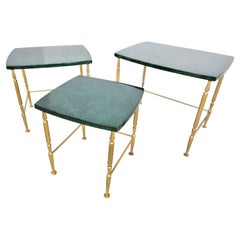 Italian Lacquered Goatskin / Parchment nesting tables by Aldo Tura, 1960s
