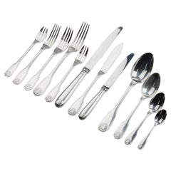 Retro 153-Piece Set of Silver-Plated Flatware by Christofle Model Vendome Coquille