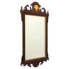 COUNCILL CRAFTSMEN Mahogany Gold Plume Chippendale Style Beveled Wall Mirror