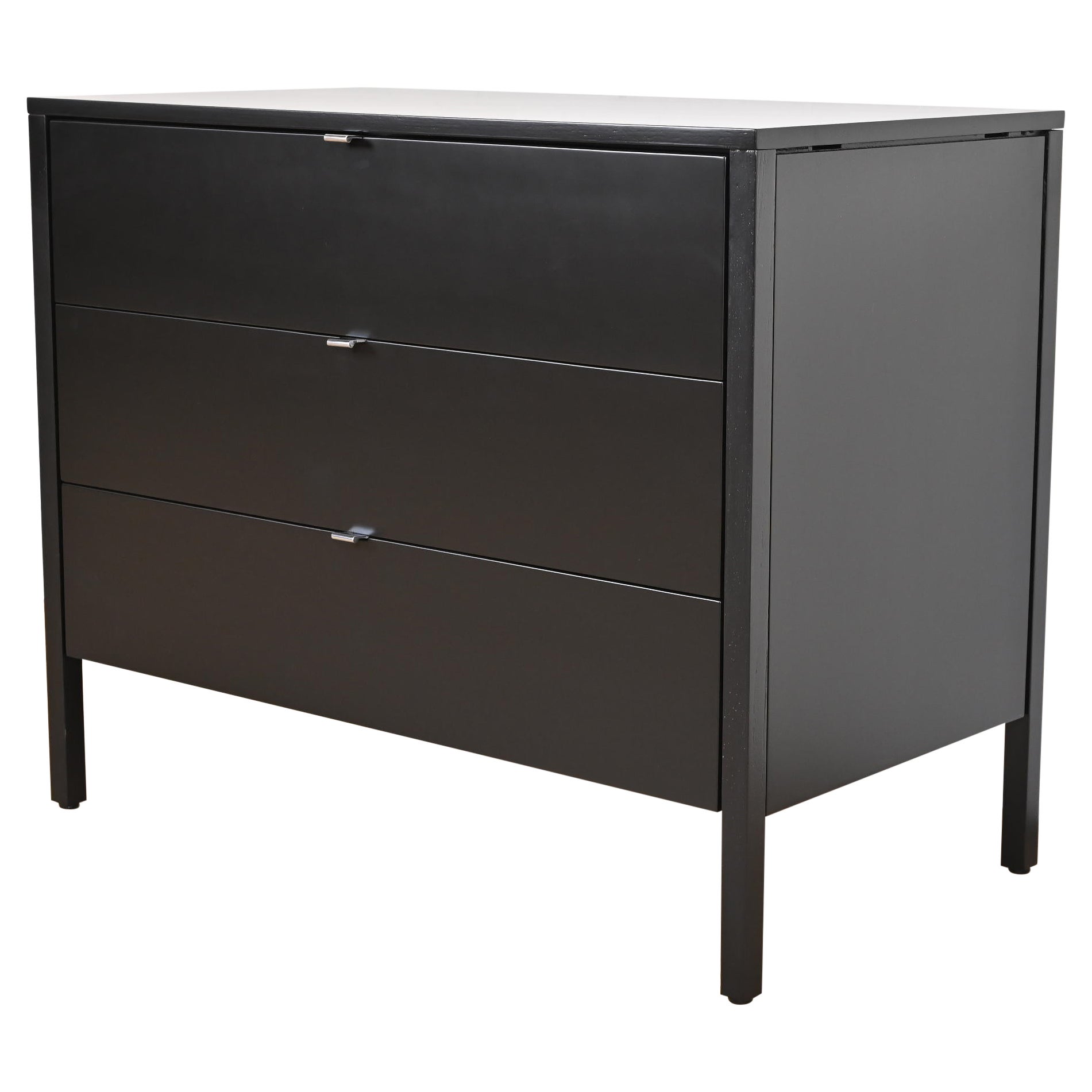 Florence Knoll Mid-Century Modern Black Lacquered Chest of Drawers, Refinished