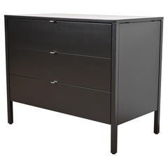 Retro Florence Knoll Mid-Century Modern Black Lacquered Chest of Drawers, Refinished