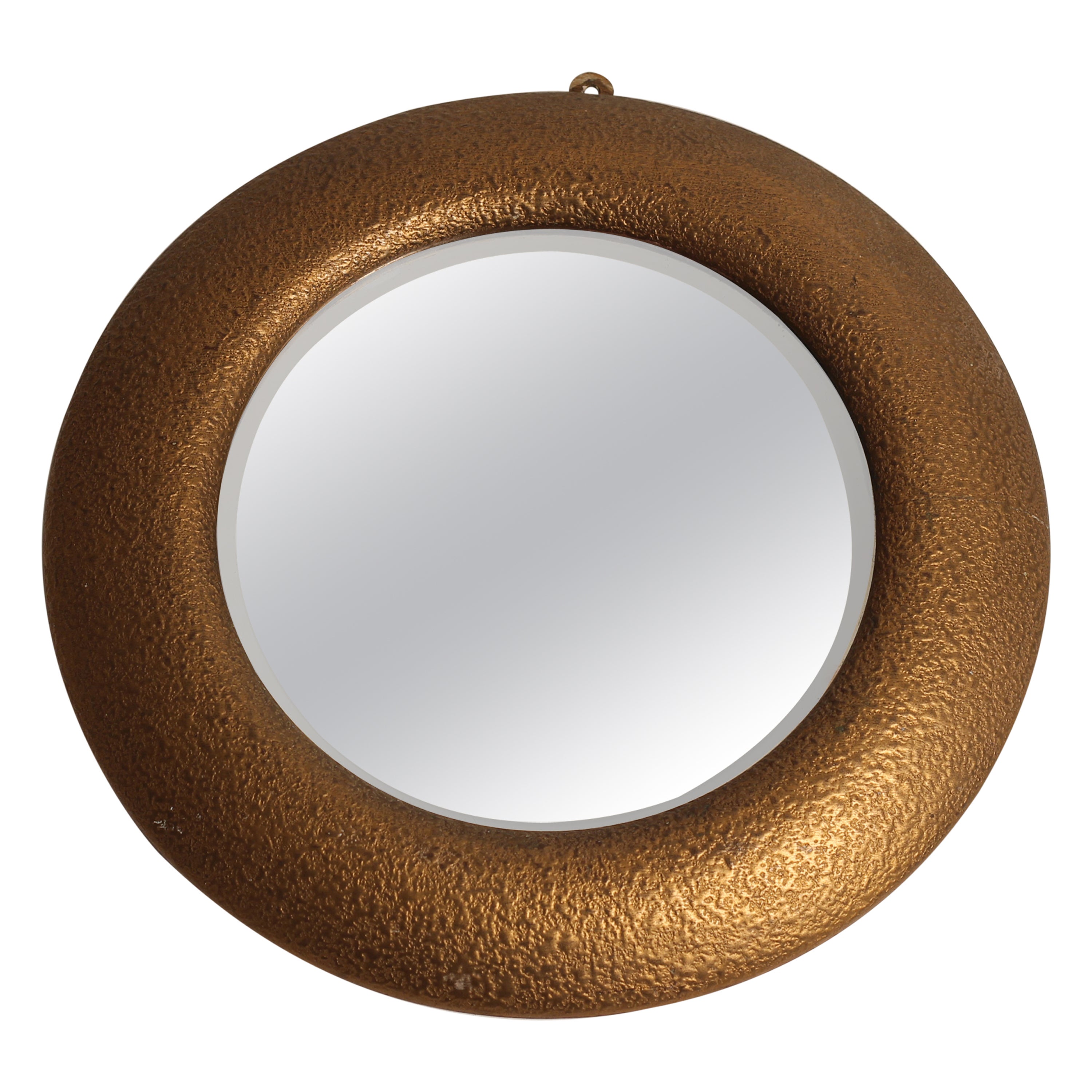 Miroir Portal Art Déco avec entourage en gesso doré texturé et verre biseauté