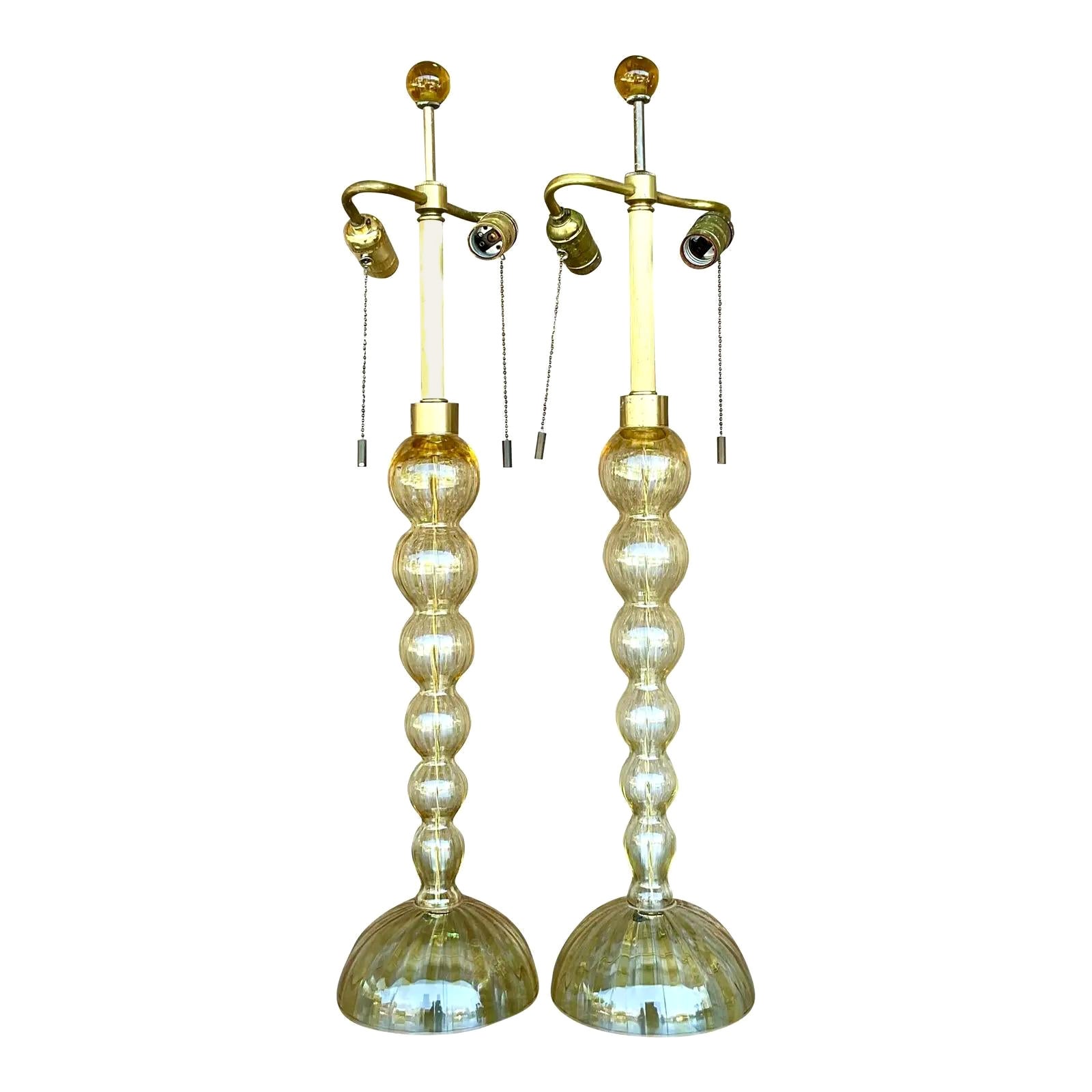 Vintage Contemporary Donghia Murano Glass Table Lamps, a Pair