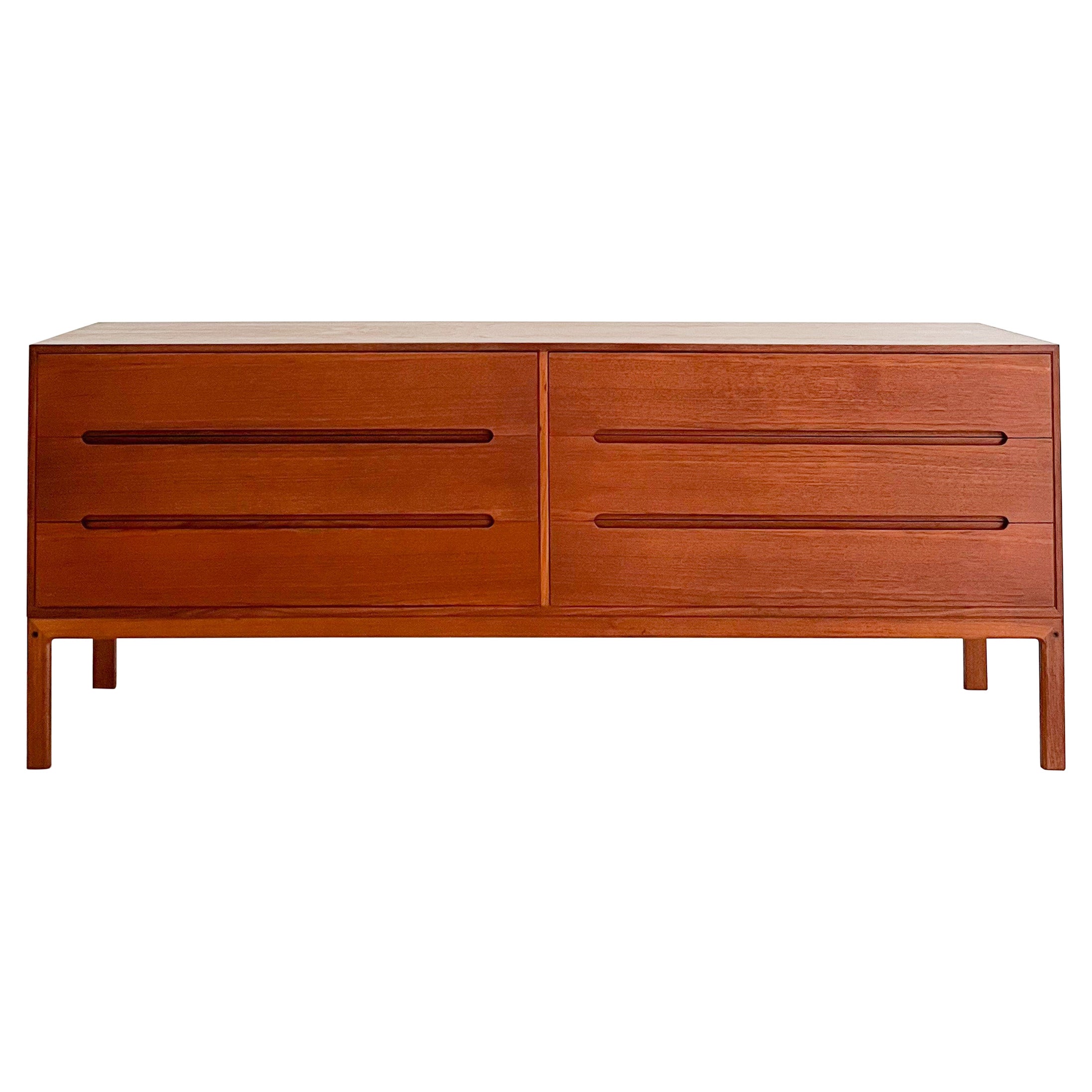 Mid Century Modern Danish Teak Low 6 Drawer Dresser by Nils Jonsson