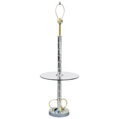 Vintage Faux Bamboo Chrome, Brass Table Floor Lamp