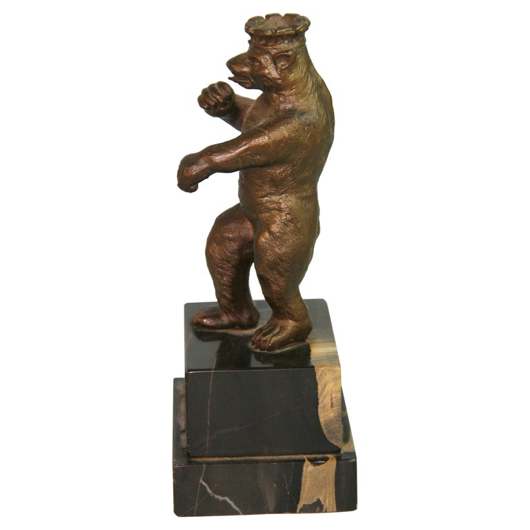 German Bronze Boxing Bear Sculpture For Sale
