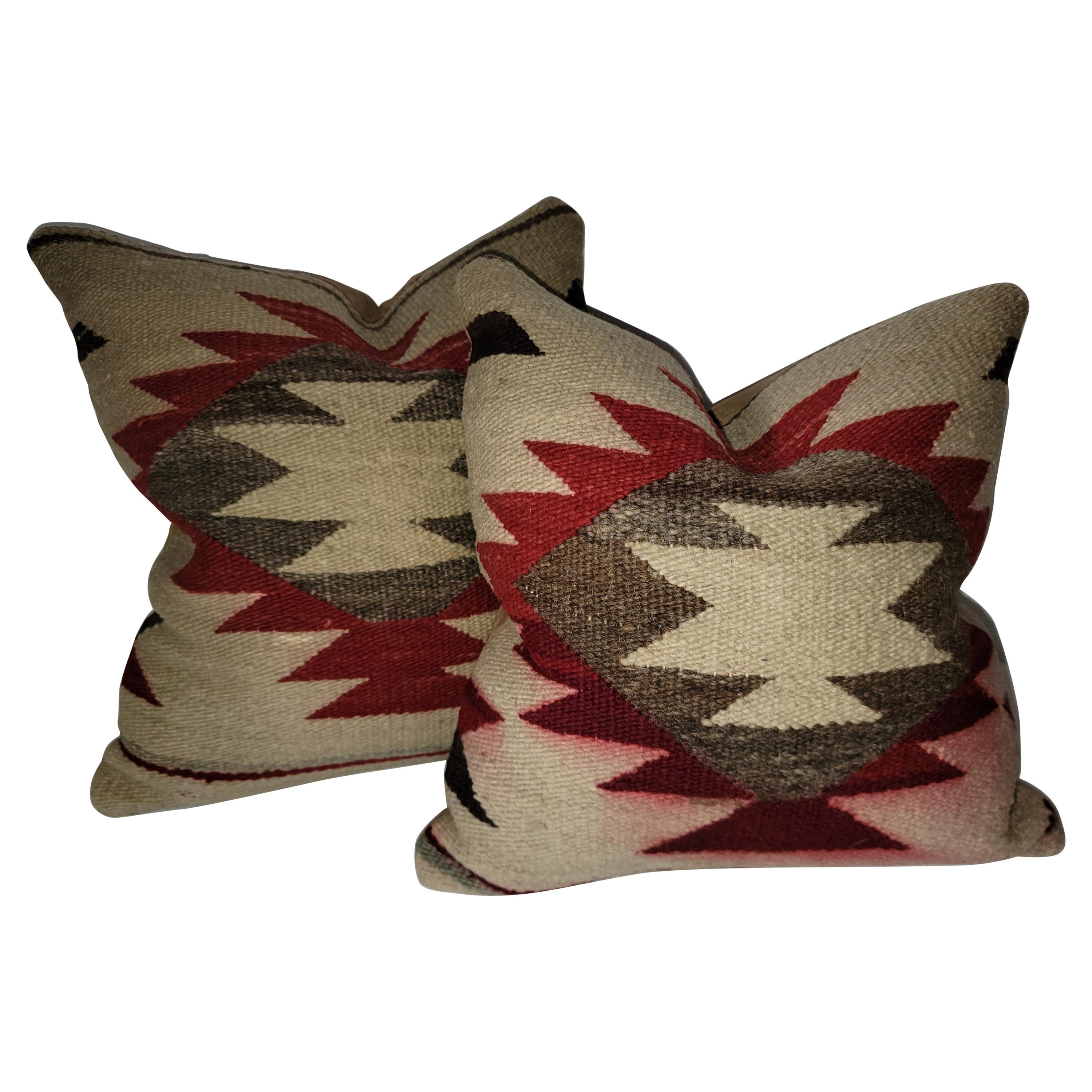 Navajo Indian Weaving Eye Dazzler Pillows, Pair