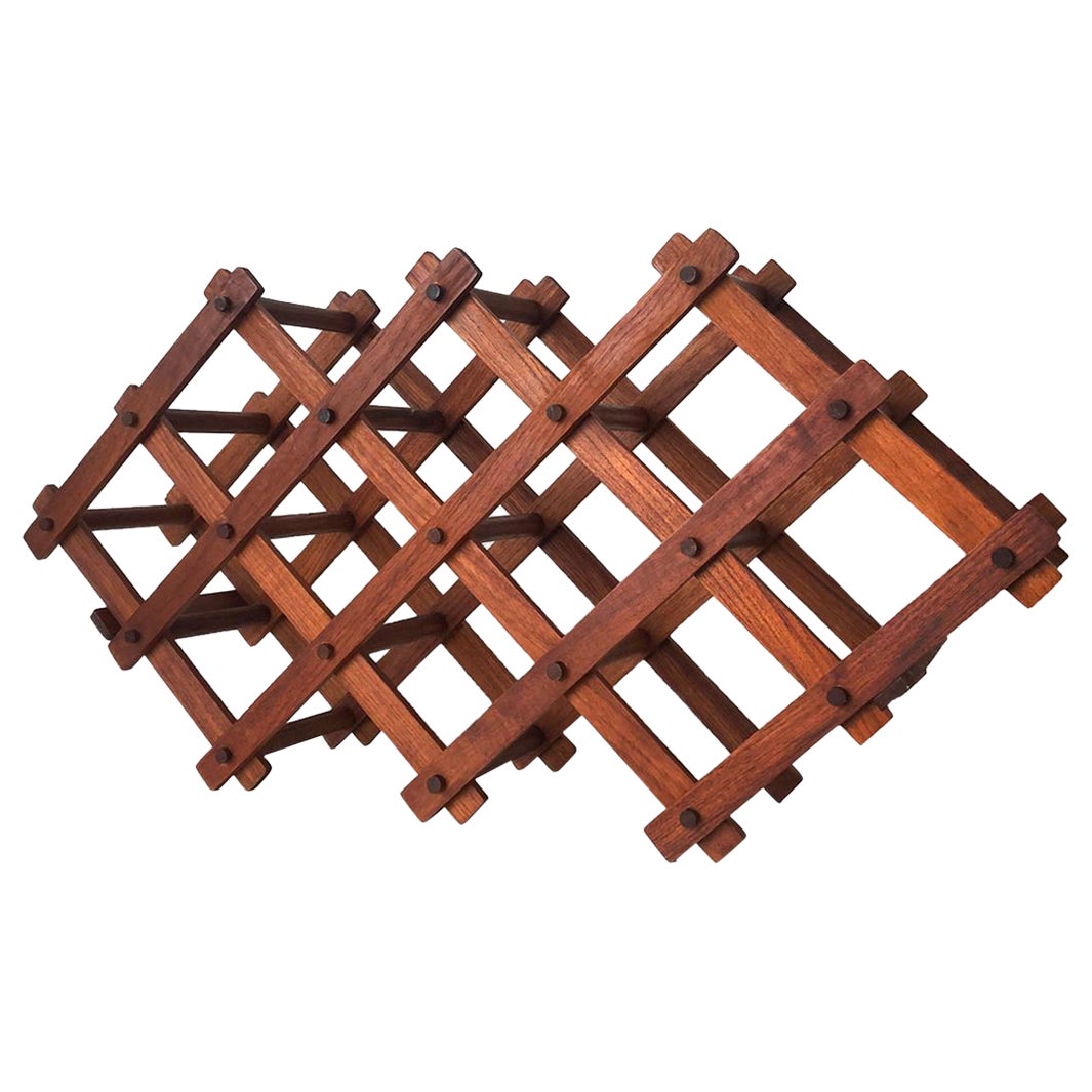 Mid Century Teak Wine / Bottle Rack For Sale