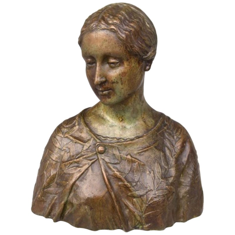 Buste en bronze de fille de la Renaissance