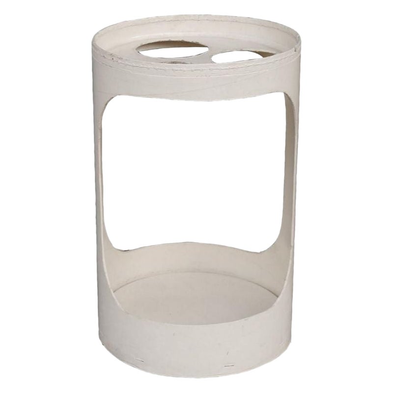 Cylindrical White Lacquered Umbrella Stand, 1970 For Sale
