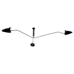 Serge Mouille Mid-Century Modern Black Three Rotating Arms Ceiling Lamp