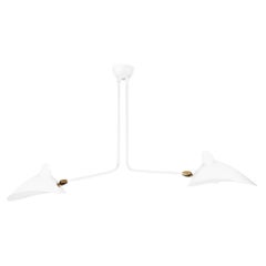 Serge Mouille Mid-Century Modern White Two Fixed Arms Ceiling Lamp