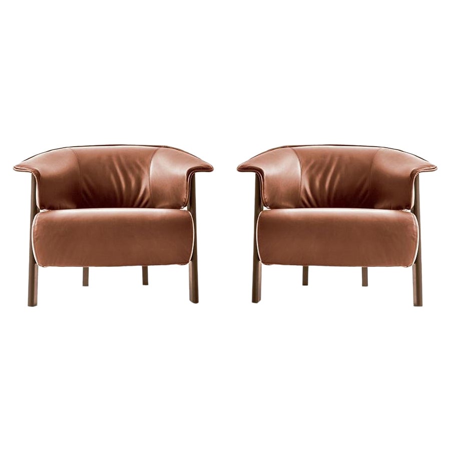 Ensemble de deux fauteuils à oreilles à dossier arrondi, Patricia Urquiola par Cassina