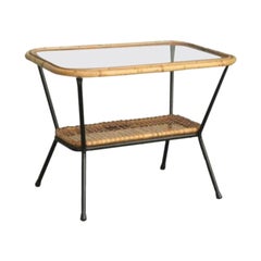 Used Wicker and Glass Tea Table, 1940